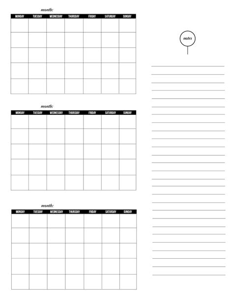 3 Month Printable Calendar Template Free Calendar Template Blank