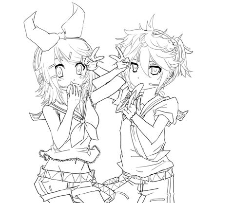 Karol sevilla from soy luna. Kagamine Rin and Len Peace - Lineart by naru-luff on ...