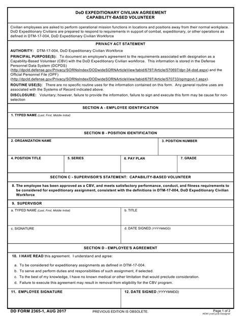 Dd Form 2365 1 Download Fillable Pdf Or Fill Online Dod Expeditionary