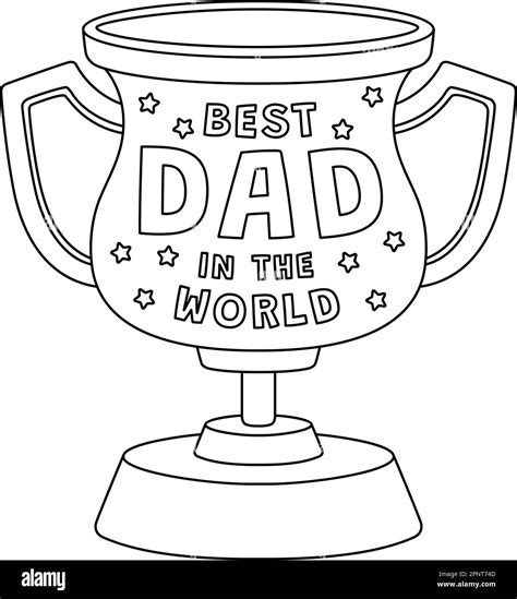 Fathers Day Best Dad Trophy Isolated Coloring Page Stock Vector Image