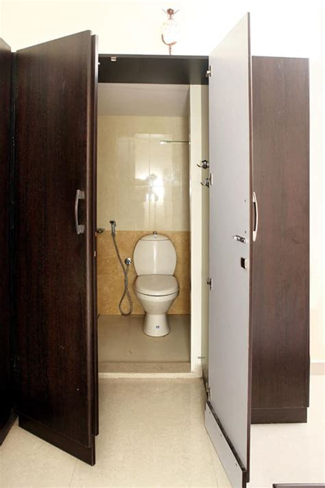 Just know that you will be moving the door to access the bathroom, so don't place too much stuff on there. 5 Dynamic Bathroom Designs Hidden into the Walls