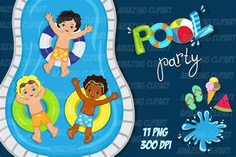 Pool Party Clipart Boys Graphic By Alefclipart · Creative Fabrica