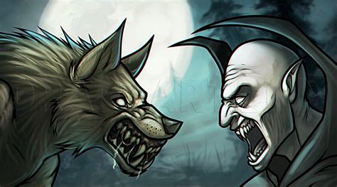 How To Draw A Werewolf Vs Vampire Step By Step Drawing Guide By Dawn