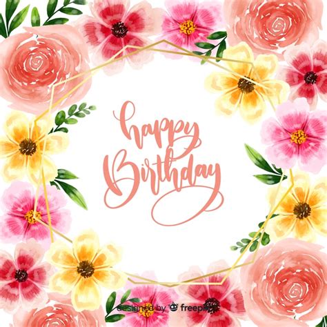Mensajes y frases de cumpleaños. Fondo caligráfico de feliz cumpleaños con flores | Vector ...