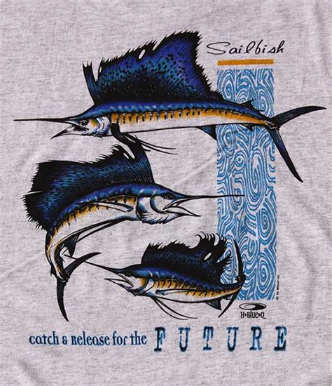 Triple Sailfish · Heather Grey T Shirt H Blue O • Saltwater Fishing T