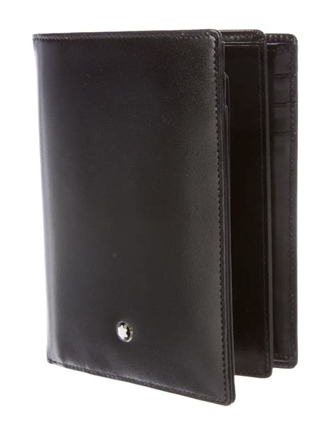 Mont blanc men's calf leather wallet black/blackblue. Mont Blanc Leather Trifold Wallet - Accessories - MOB20297 | The RealReal