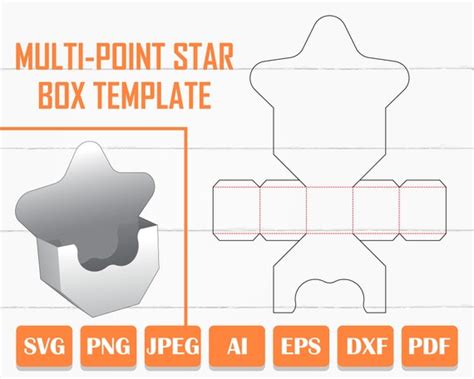 Star T Box Star Box Template Star Packaging Svg Cricut Etsy