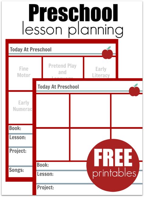 Preschool Lesson Planning Template Free Printables No Time For