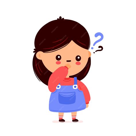 premium vector cute funny girl with question mark vector cartoon character illustration
