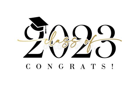 Class Of 2023 With Graduation Cap Stock Vector Illustration Of Golden