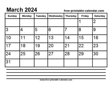 2024 March Calendar Printable Free Printable