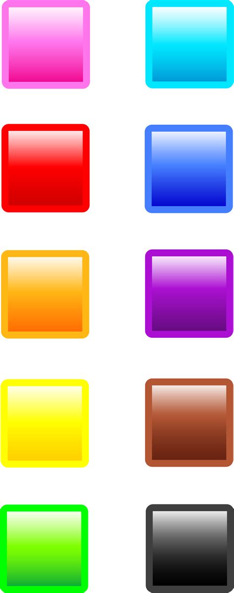 Ten Glossy Square Web Buttons Free Clip Art