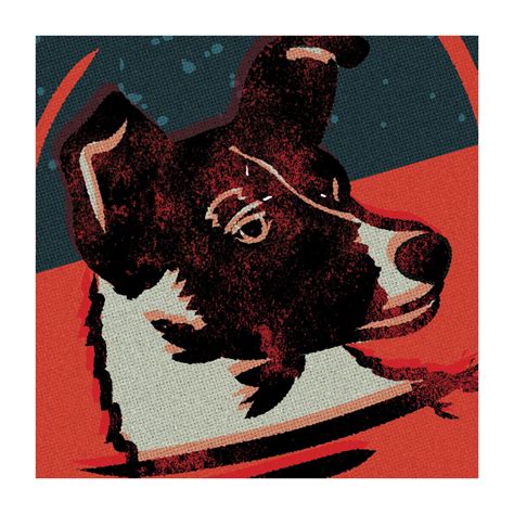 Space Dog Laika Illustration Art Print Etsy Uk