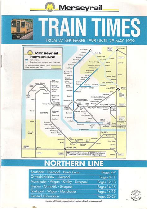 Merseyrail Northern Line Timetable 27th September 1998 Fro Flickr
