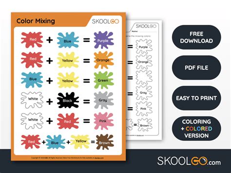 Color Mixing Free Worksheet Skoolgo