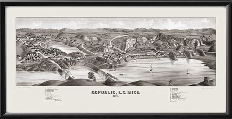 Republic Michigan 1881 Vintage City Maps Restored City Maps