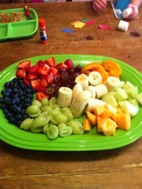 See more ideas about food, recipes, individual fruit cups. Rainbow fruit salad for toddler play date | Fruit salad ...