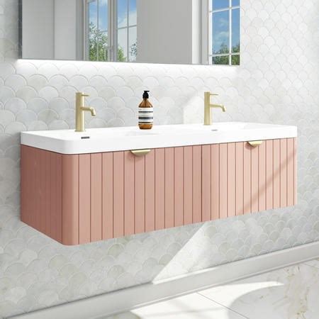 100% price match and free shipping at yliving.com. 1200mm Wall Hung Double Basin Vanity Unit with Basins ...