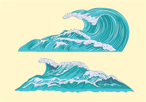 Set Illustration Of A Sea With Giant Waves 229464 Vector Art At Vecteezy