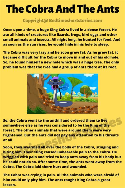 The Cobra And The Ants English Stories For Kids English Moral