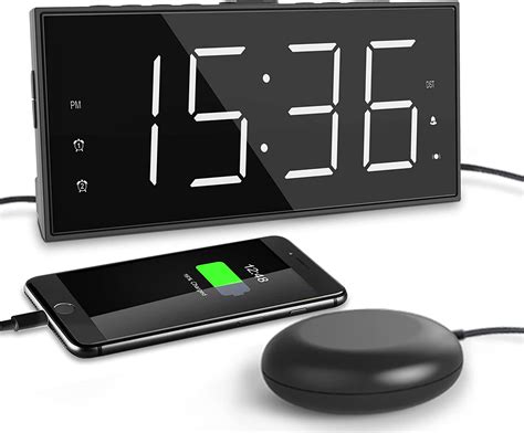 Electronics Vibrating Dual Alarm Clock For Heavy Sleepers Usb Charger