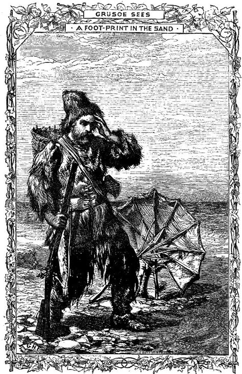 Robinson Crusoe Discovers A Foot Print Sir John Gilberts Illustration For Defoes Life And