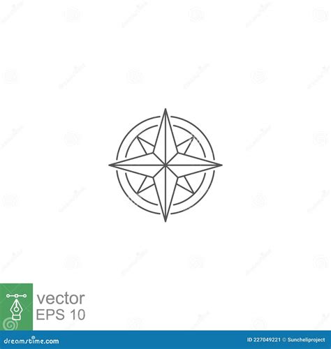 Compass Wind Rose Vector Icon Line With North South East And West