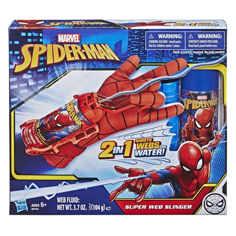 marvel spider man super web slinger includes spidey shot web fluid and gloves in