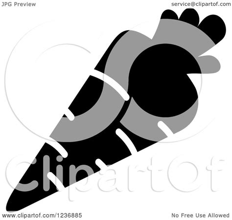 Clipart Of A Black And White Carrot Icon Royalty Free