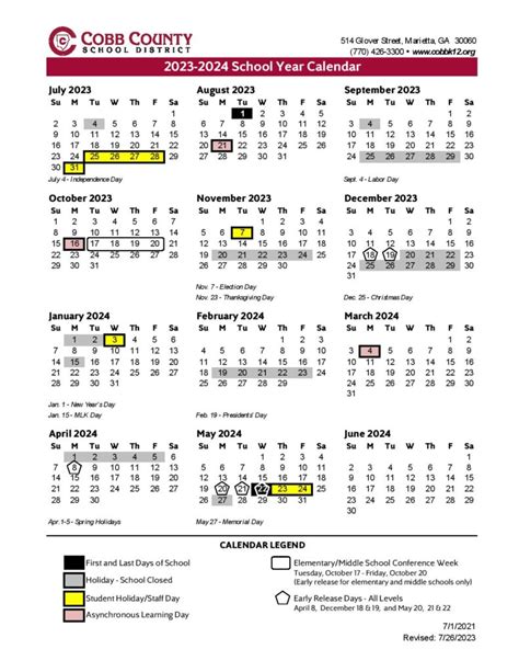Cobb County School District Calendar Holidays 2024 2025