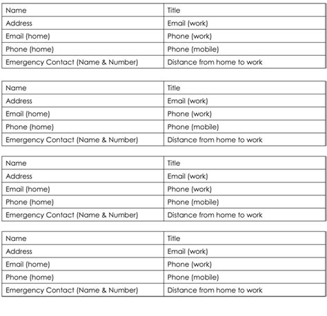 Client Contact Information Template