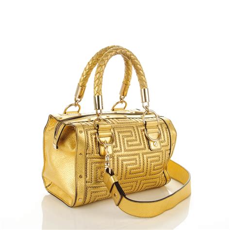 Versace Metallic Calfskin Couture Shoulder Bag Gold 158994