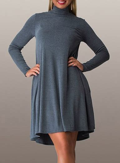 Maybe you would like to learn more about one of these? Plus Size Turtleneck Mini Dress - Long Sleeves