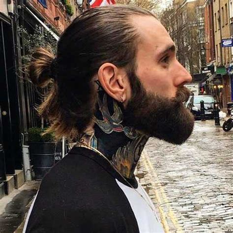 Manly Beard Man Ponytail With Beard Los Mejores Peinados