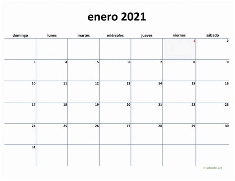 Calendario Enero 2021 De México