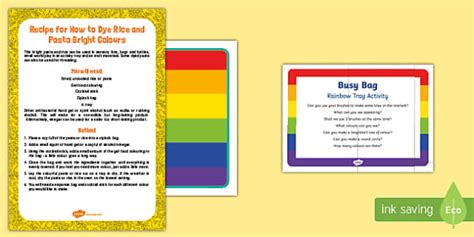 Rainbow Tray Busy Bag Prompt Card And Resource Pack Twinkl