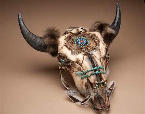 Painted Buffalo Skulls Visit Indian Dream Catcher