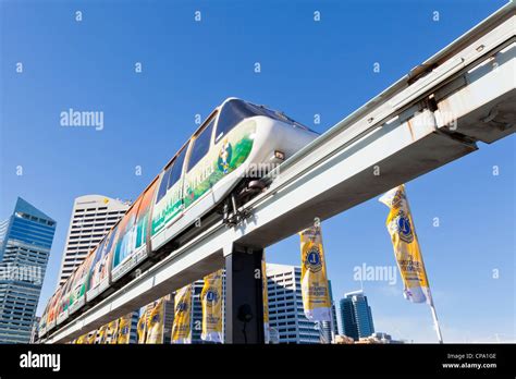 A Metro Monorail Train At Darling Harbour Sydney Australia With The