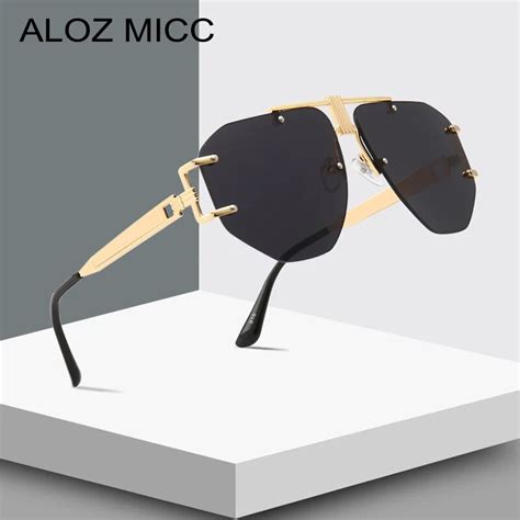 Aloz Micc Oversized Rimless Sunglasses Women 2018 New Brand Design Vintage Square Sun Glasses