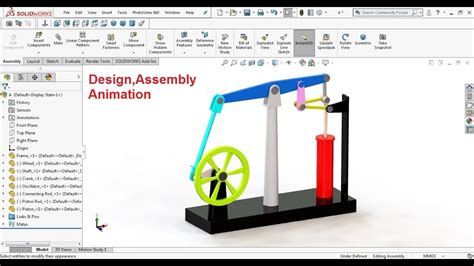 James Watt Steam Engine Mechanism Design Assembly Animation Solidworks