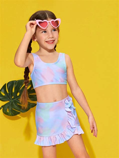 Toddler 3 Pack Pastel Tie Dye Bikini And Skirt Set Lagoonlab