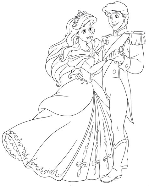 princess ariel and prince eric coloring pages sketch coloring page my