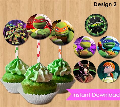 Free Printable Teenage Mutant Ninja Turtle Cupcake Toppers