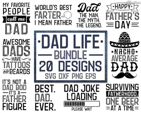 Funny Dad SVG Bundle Cricut Designs PNG DXF Cut Files | Etsy