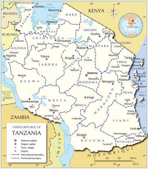 Administrative Map Of Tanzania