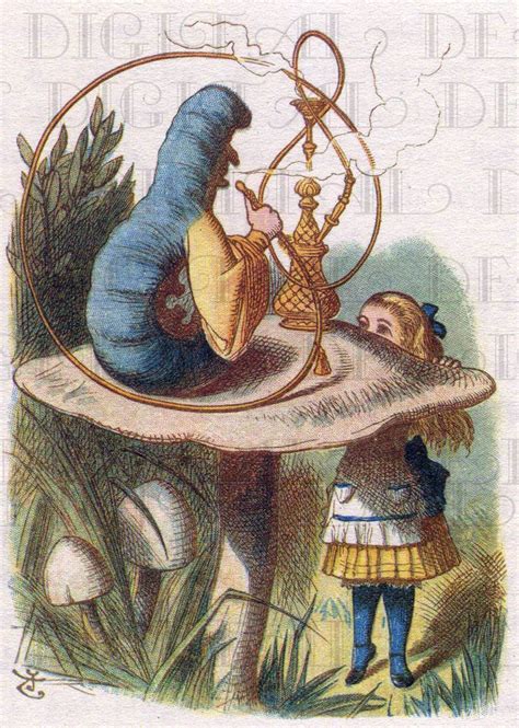Colorful Traditional Tenniel Alice And Caterpillar Alice In Etsy