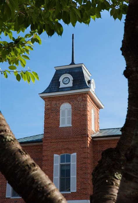 Clock Tower On Red Brick Building In Brevard Nc Stock Image Image Of