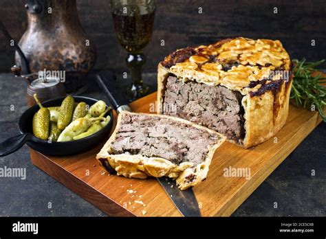 Traditional French Pate En Croute With Goose Liver As Closeup With