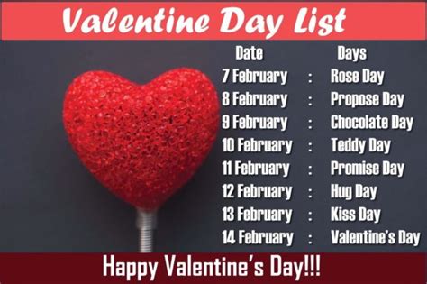 February Special Days List 2018 For Lovers Valentine Week Datesheet