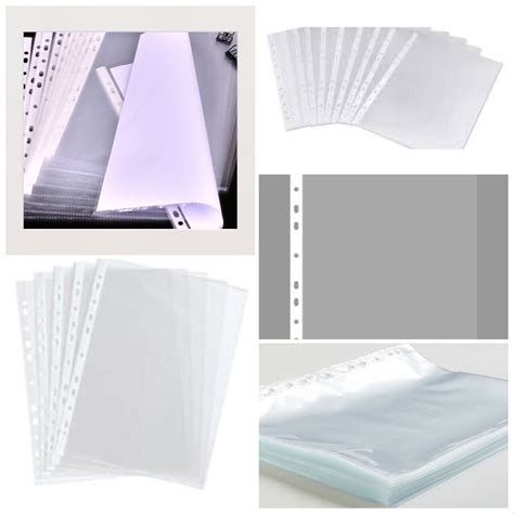 A4 Clear Top Open Plastic Paper Punched Pockets Filing Folders Sleeves